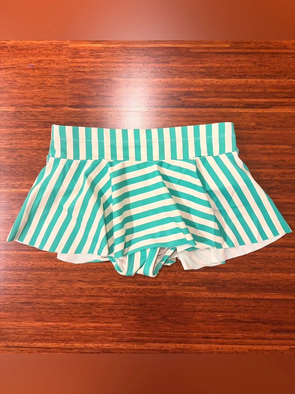 Hanna Andersson Girl's Teal Striped Swim Skirt Bottom Size 140 / US 10 - Like Ne